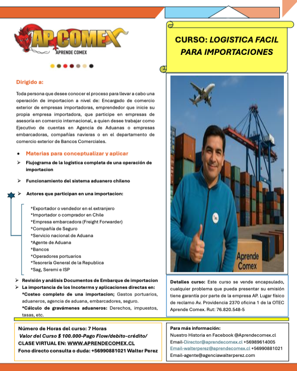 Curso Aprende Comex Logística Fácil en importación.